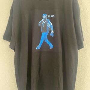 Black and Blue Short Sleeve Tee with Cartoon Design